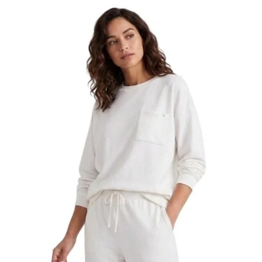 State of Day Womens XL Lounge Long Sleeve Crewneck Sweatshirt in Ivory $45 155
